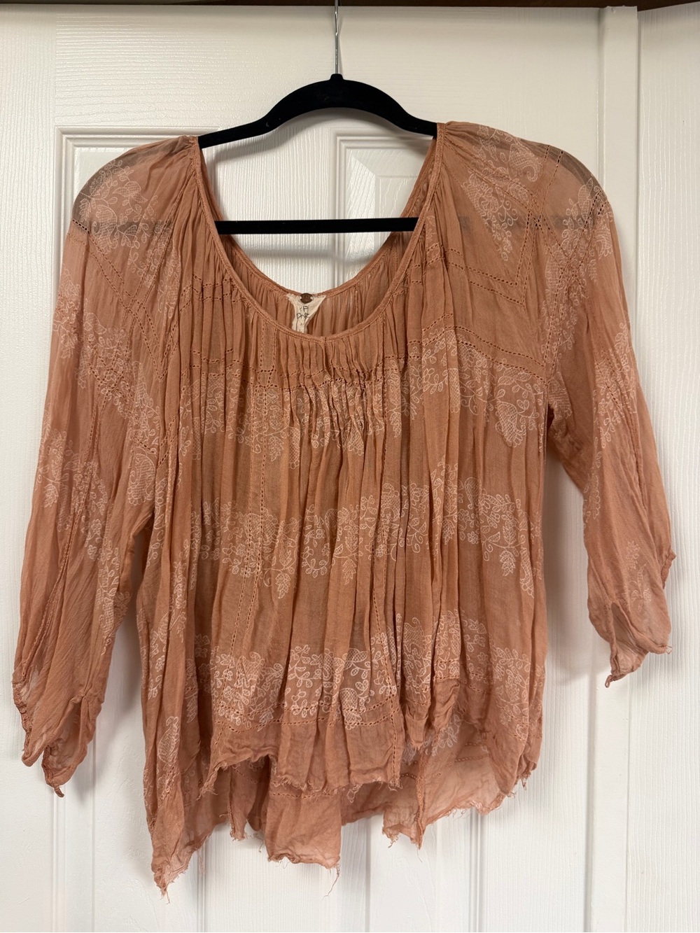 Free People Dusty Rose Printed Peasant Top